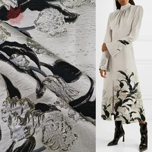 Модная полиэфирная металлизированная пряжа окрашенная жаккардовая ткань для шитья женское платье-брюки tissu africain tessuti SP5830