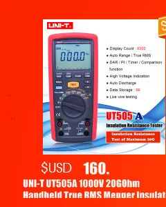 UNI-T UT521 цифровой земли Groud Тестер LCD подсветка Напряжение измеритель 0~ 200V переменного тока 0~ 2000ohm с ручной диапазон