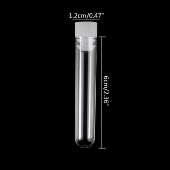 

10Pcs Clear Plastic Test Tube With Cap 12x60mm U-shaped Bottom Long Test Tube Lab Supplies