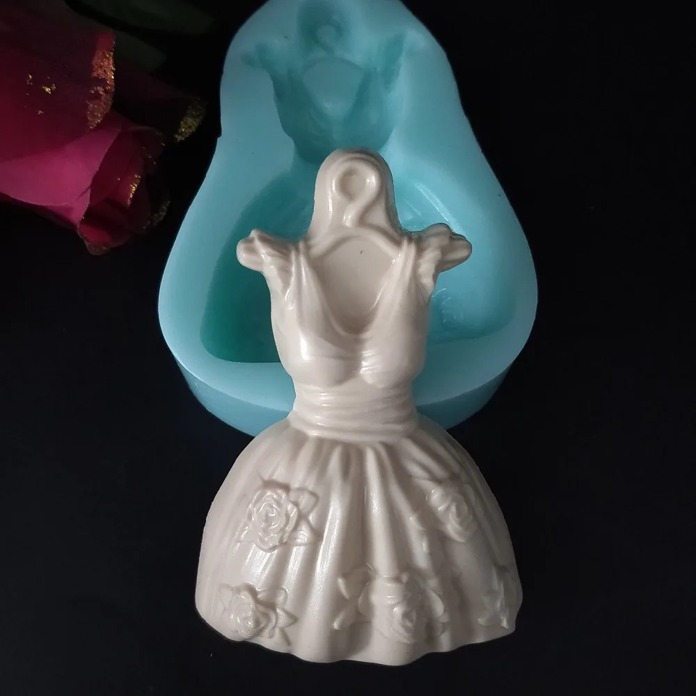 DIY силиконовая форма для помадки 3D принцесса юбка платье Плесень мыло изготовление инструменты для украшения свадебного торта Полимерная глина форма для свечей