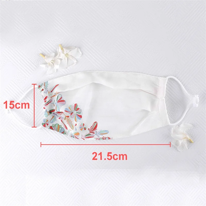Summer Thin Silk Face Mask Breathable Soft Dual Layer Windproof Sunscreen Mouth Mask Solid /Floral Printed Resuable Women Masks