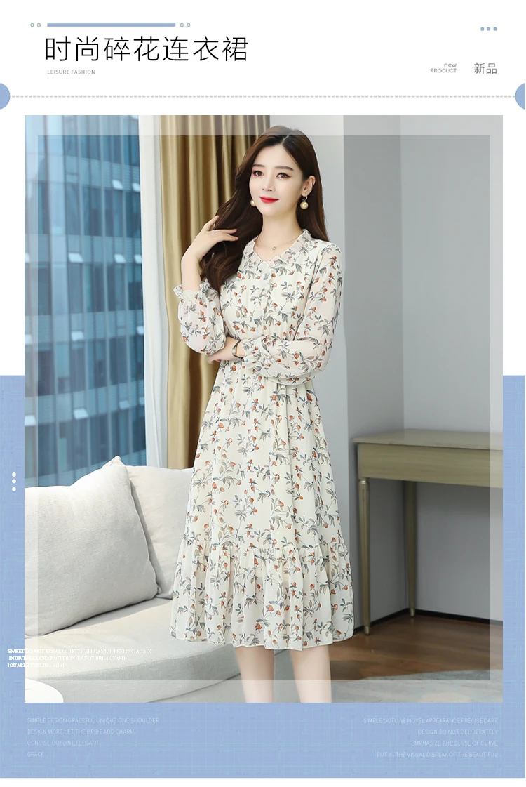 22 Autumn Winter Vintage Midi Dress Korean Plus Size Floral Chiffon Boho Dress Elegant Women Party Long Sleeve Casual Vestidos Dresses Aliexpress