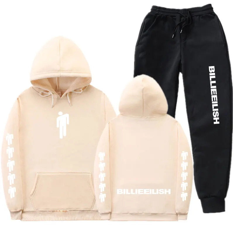 Уличная одежда Billie Eilish, толстовки, комплекты, Осень-зима, спортивный костюм для женщин и мужчин, толстовки, повседневный костюм, штаны для бега, спортивный костюм