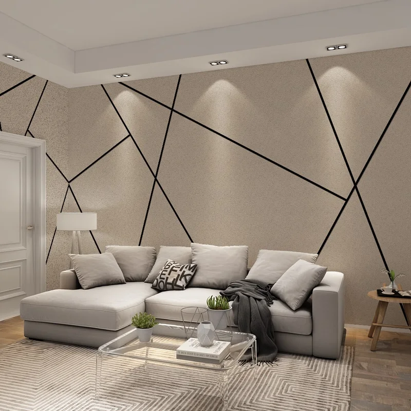 Bacaz Black Line Diatom-ooze Texture 3d Geometric Wallpaper Mural for Living Room Geometric Wall Sticker Art Decor 3d Wall paper afbeelding