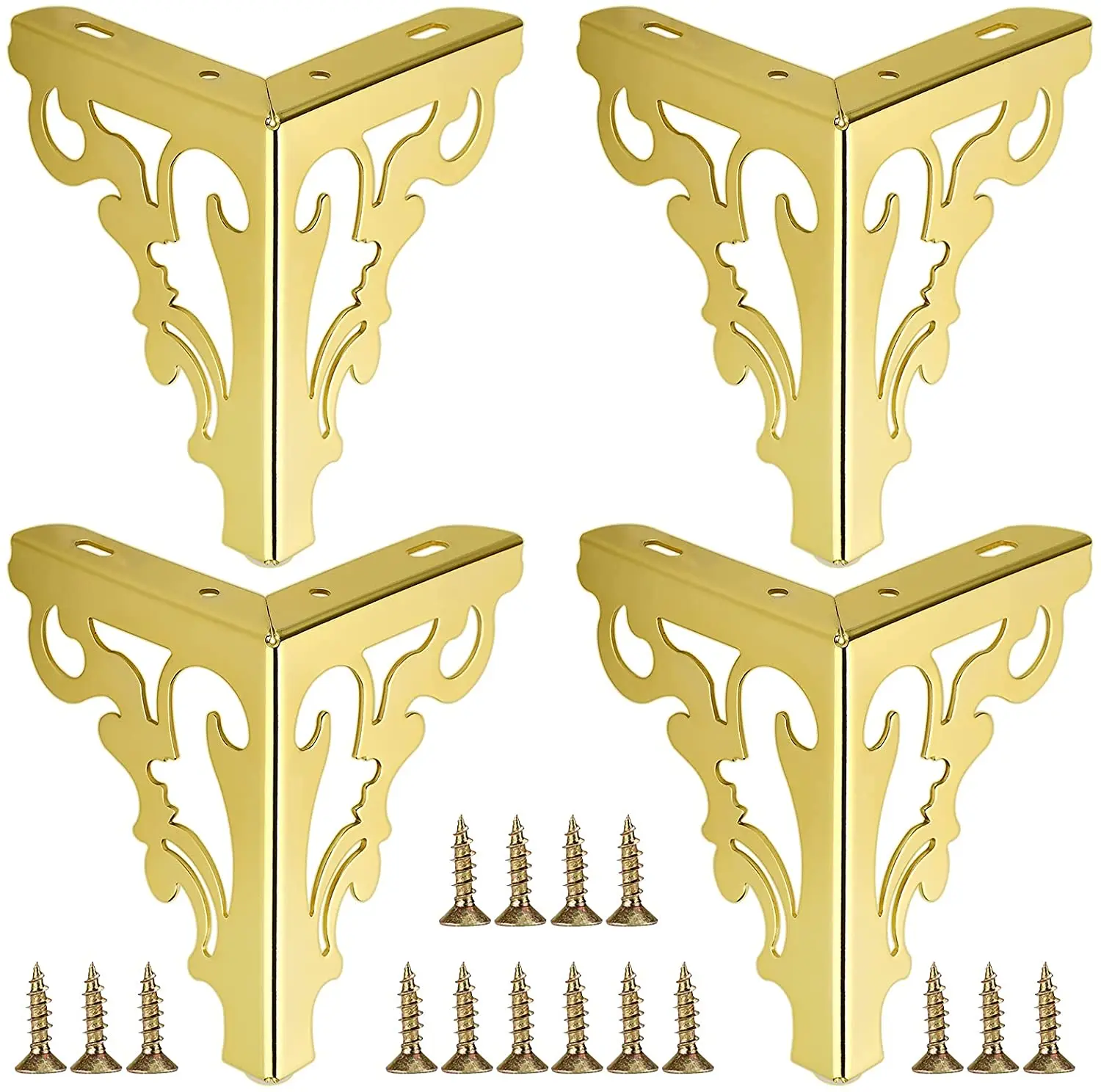4pcs Metal Furniture Legs Feet, Pattern Hollow table legs，Modern Sofa Legs Bed Table Accessories Cabinet Replacement foot