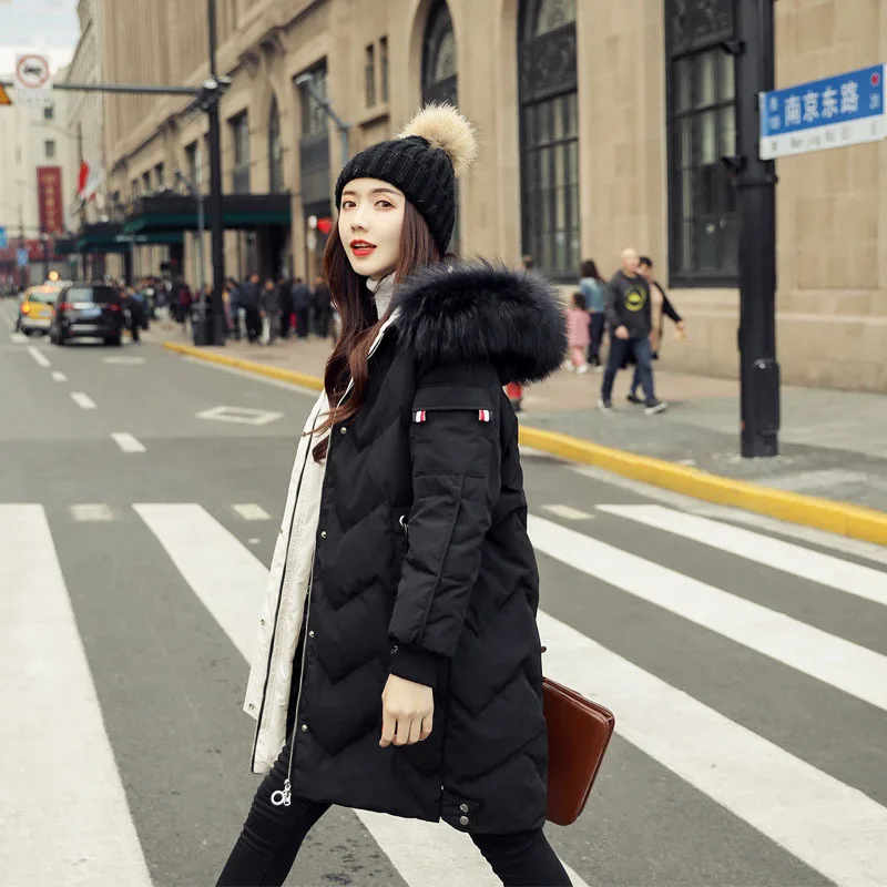 TopFurMall)European Women Parkas Down Coats Jackets With Real Raccoon Fur Hoody Lady Long Outwear Overcoat LF9160