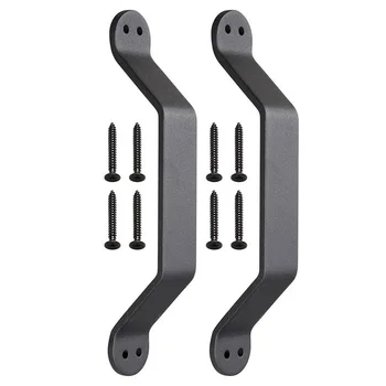 

Barn Door Handle Pull Set Flat Strip Black Matte Double-sided Indoor Wooden Door Handle Sliding Barn Door Hardware Garages Shed