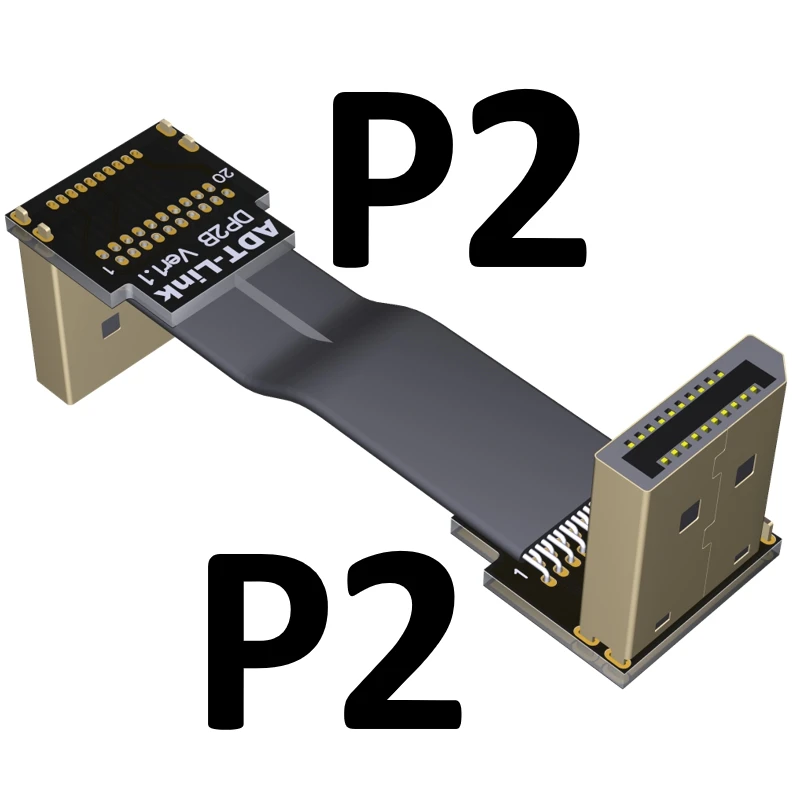Кабель переходник DisplayPort Male плоский кабель DP 2K 4K 8K 60 Гц с углом вверх/вниз FPC