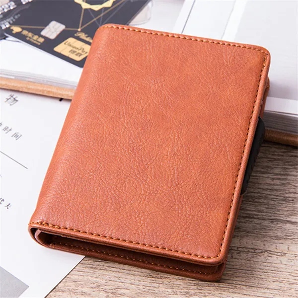 BISI GORO, мужские кошельки, RFID кошельки, высокое качество, из искусственной кожи, алюминиевая коробка, многофункциональные, всплывающие, визитница, кошелек - Цвет: Brown X-54