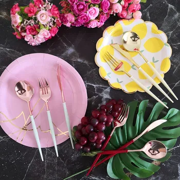 

3 Pcs/pack Multiple colour Party Plastic Cutlery Set Disposable Plastic Tableware Fork+Spoon+Knife Sets Party Decor