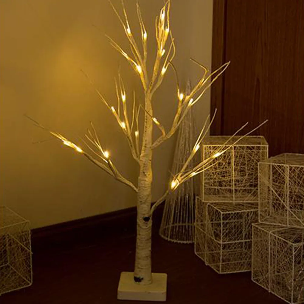 Теплый белый 45 см ветви 24 светодиодный ночник свадебные декоративные Ландшафтные лампы Фестиваль ПВХ домашние вечерние искусственные березы