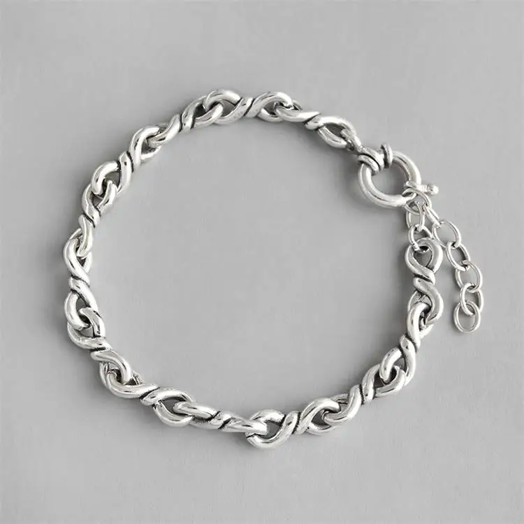 LouLeur, настоящее 925 пробы, серебряный браслет, минималистичный тренд, толстая цепочка, браслеты для вечеринок для женщин, модное ювелирное изделие, Летние подарки - Цвет камня: silver