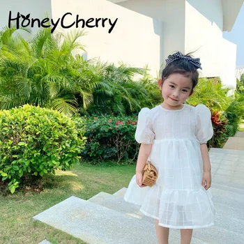 

Children dress 2020 Summer New Korean Style High-Definition Elegant Dress Little Girl Puff Sleeve Princess Dress