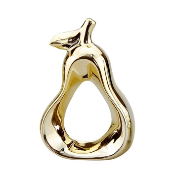 

Golden Ceramic Fruit-Shaped Statue Ceramic Pear Decoration Modern Simple Home Decoration Desktop Decoration (Gold)