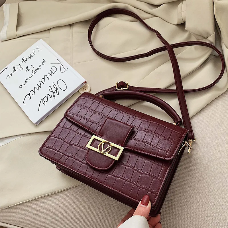 

New Arrival Textured Crocodile Pattern Bag Women's 2020 New Style Fashion Shoulder Bag Western Style Shoulder Square Sling Bag