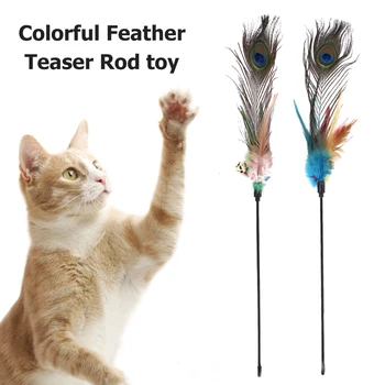 

30cm Cat Bell Feather Teaser Rod Wand Sticks Kitten Playing Interactive Pet Plastic Playing Training Funny Chewing Toy