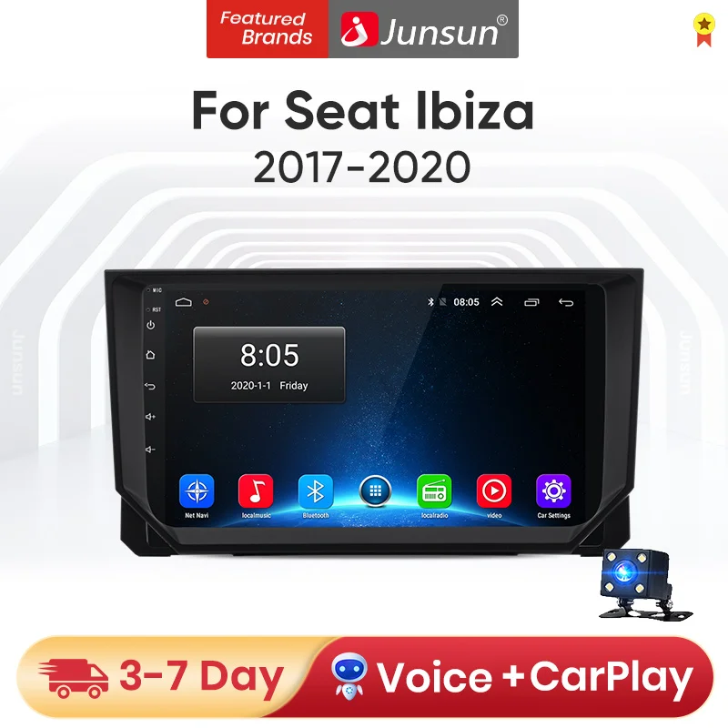 Junsun V1 4 + 64G Android10 AI голосовой coche con pantalla для Seat Ibiza 2017-2020 Multimedie bluetooth/carplay | Автомобили