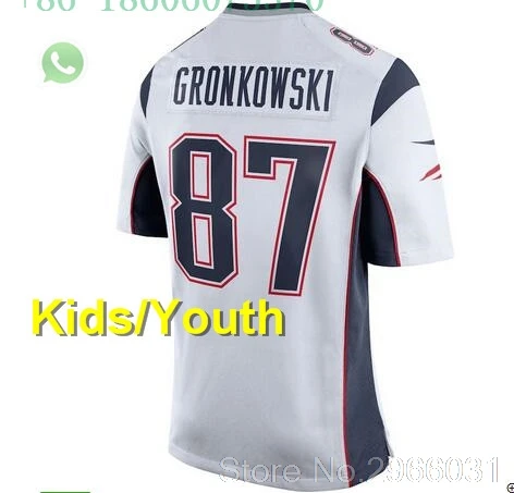 Новая Англия A+++ качественная Детская Молодежная Футболка Tom Brady 12 Rob Gronkowski 87 Julian Edelman 11 Doug Flutie 91 Jamie Collins - Цвет: for kids youth