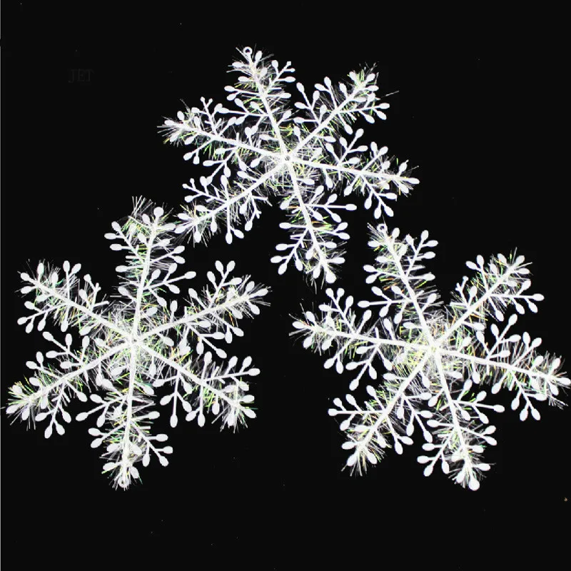 

3pcs/bag 8cm New Christmas Ornament White Snowflakes Plastic Christmas Snowflake Tree Window Christmas Decorations For Home DIY