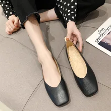Весенне-осенние женские мокасины обувь на плоской подошве женская модная однотонная обувь с квадратным носком; zapatos de mujer