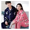 Conjunto de pijama de Franela suave gruesa y cálida para hombre, ropa de dormir de manga larga de terciopelo Coral, para parejas, para estar en casa, Invierno ► Foto 3/5