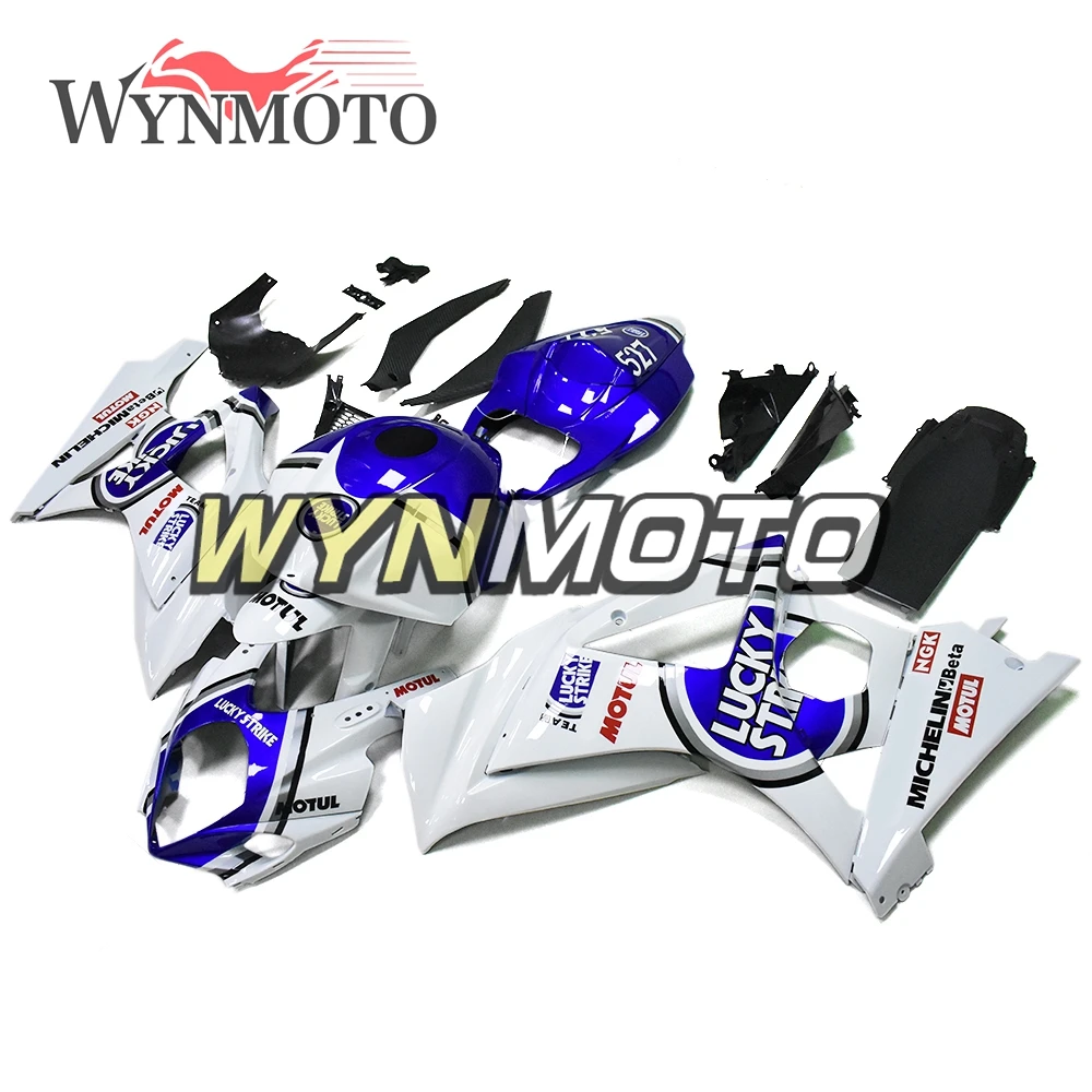 Lucky Strike белый синий Полный Обтекатель+ полная крышка бака для Suzuki GSXR1000 2007 2008 07 08 K7 ABS пластмассовые Обтекатели для кузова