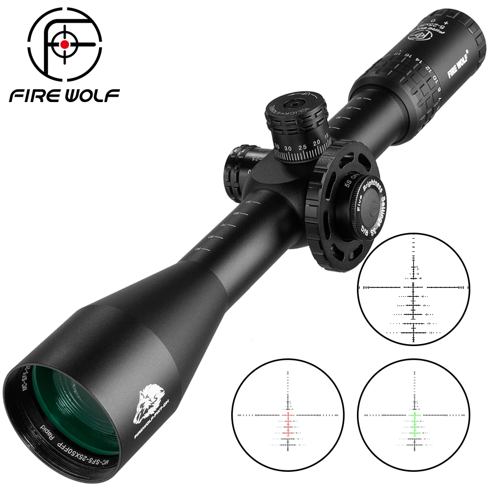Тактический охотничий прицел FIREWOLF 5 25x50 Z1000 FFP большие створки для Маховиков