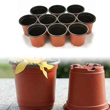 

100pcs Brown Recycled Plastics Planting Pots Seed Starter Grow Nursery Flower Herb Plant 120*87*108mm