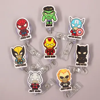 

1 Pc Cute Acrylic The Avengers Retractable Badge Reel Nurse Doctor Student Exhibition ID Card Clips Badge Holder Stationery