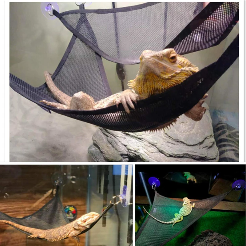 

2Times Breathable Mesh Reptile Hammock Triangle Hanging Mesh Reptile Hammock Lizard Gecko pet Reptile Closure Adhesive Amphibian