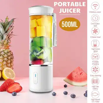 

2020 NEW 500ml USB Rchargable Portable Electric Juicer High Borosilicate Glass Smoothie Blender Machine Mixer Juice Cup Maker