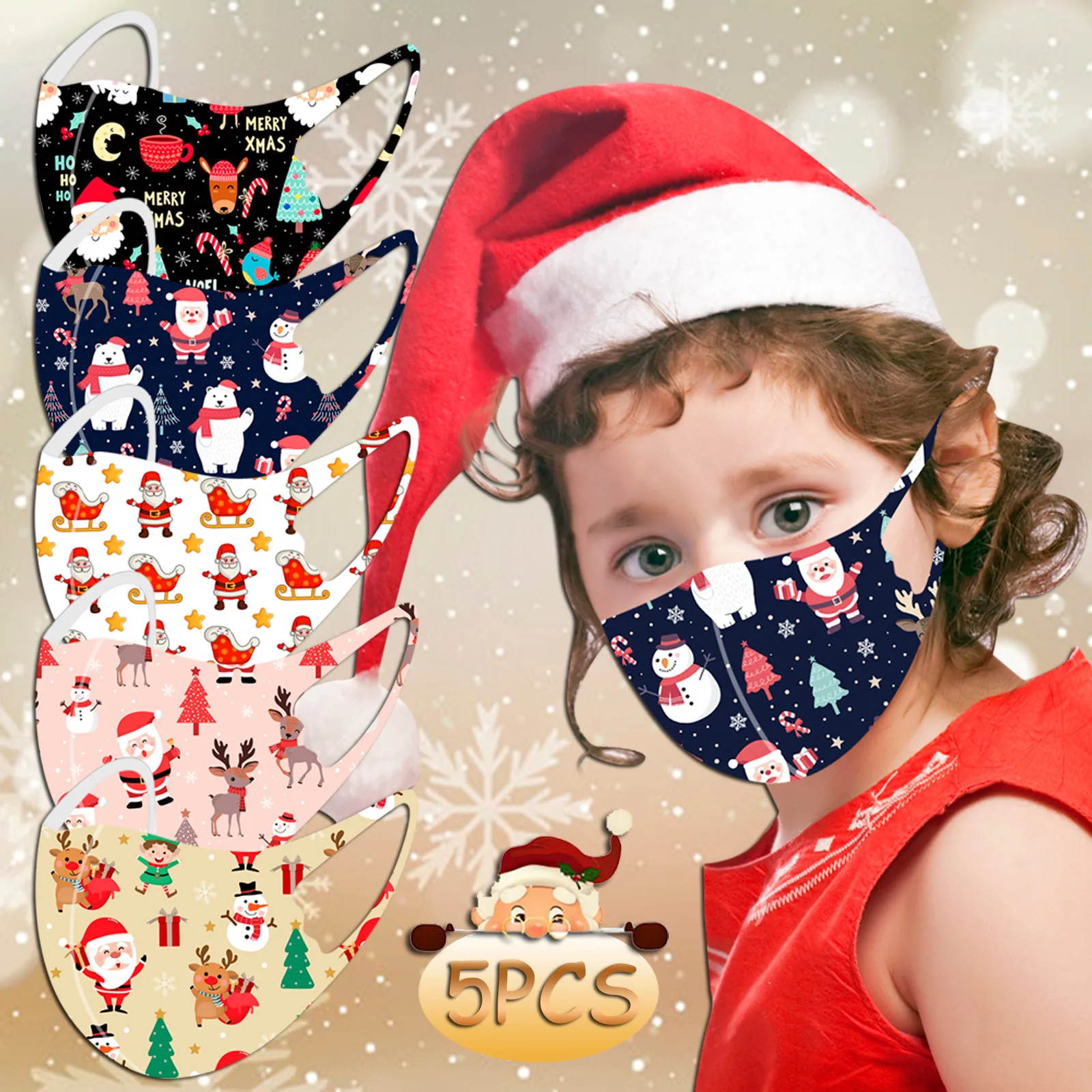 PChristmas маска arty маски противовирусная для рта 5 шт. Рождественская Детская уличная