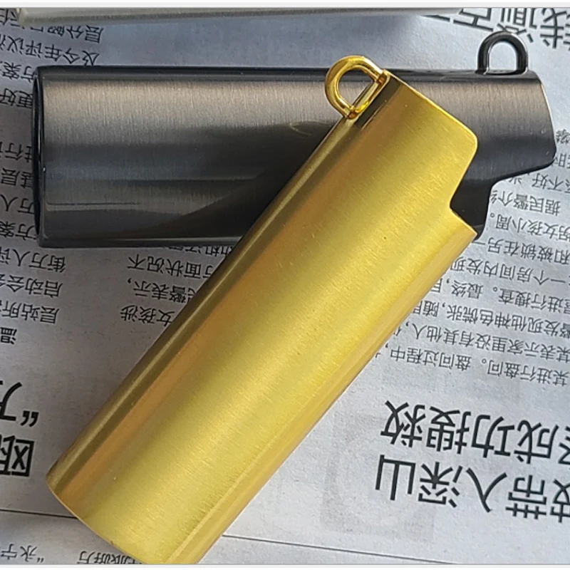 Metal Full Size Lighter Case with Chain Necklace Pendant - Trendy Hip Hop Jewelry Cover Holder