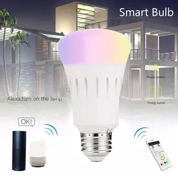 

New 7W E27 E26 E14 LED RGB Lamp WiFi Remote Control Smart Light Bulb Alexa Google Home Voice Control Bulb Work With Smart Life