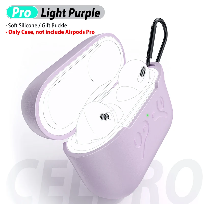 Purple Чехол для Airpods Pro, мягкий силиконовый чехол для Apple Air Pods Pro, аксессуары, защитный чехол с пряжкой для Airpods3 Coque - Цвет: Purple