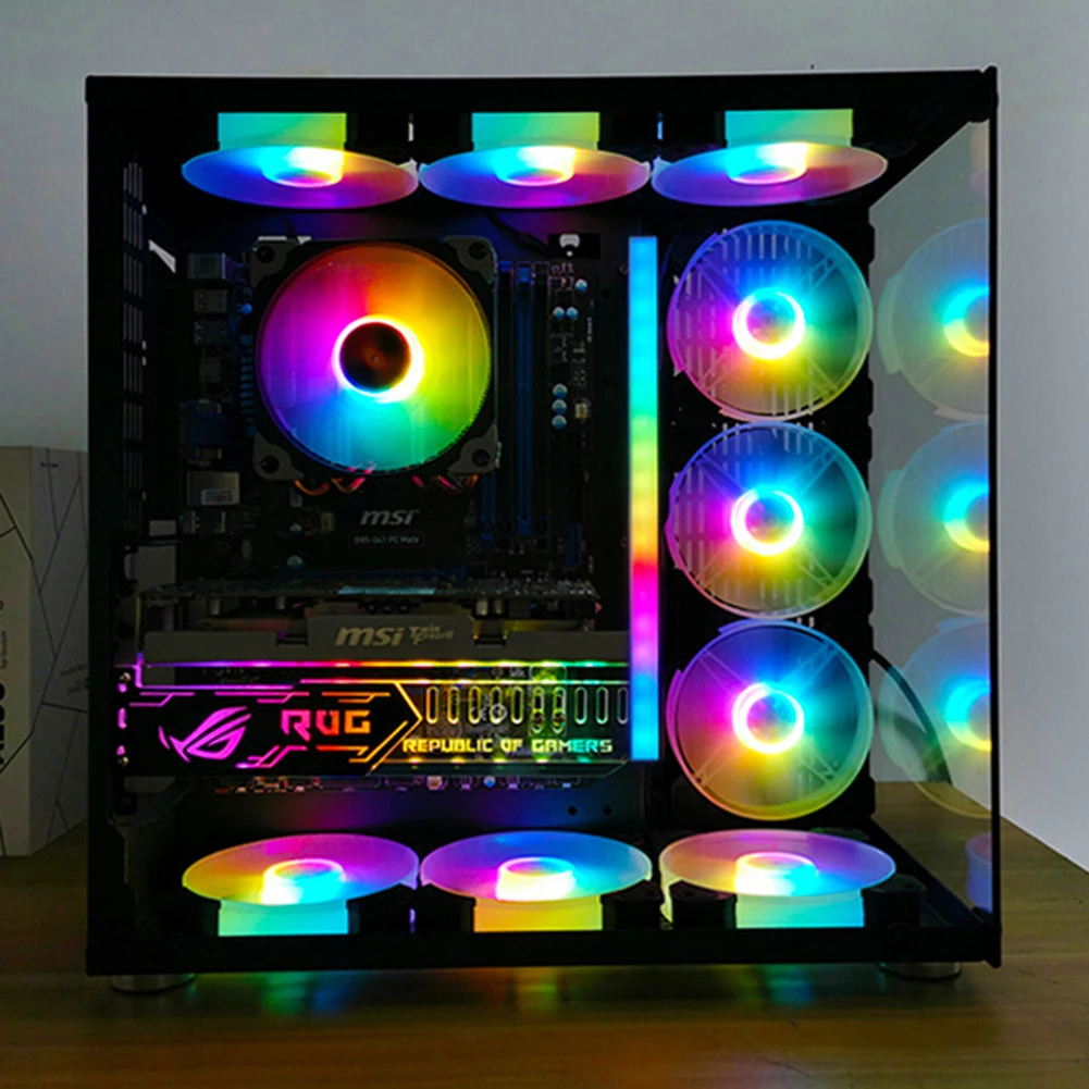 Coolmoon-RGB LED 스트립, 5V 3 핀 ARGB, 컴퓨터 케이스 라이트 바, 알루미늄 합금, 마그네틱 소형 4 핀 라이트 스트립, PC 케이스용