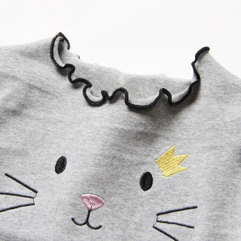 Свитер для девочек, кардиган, детские свитера, одежда для детей, осенне-зимний свитер, длинная футболка с рисунком кота