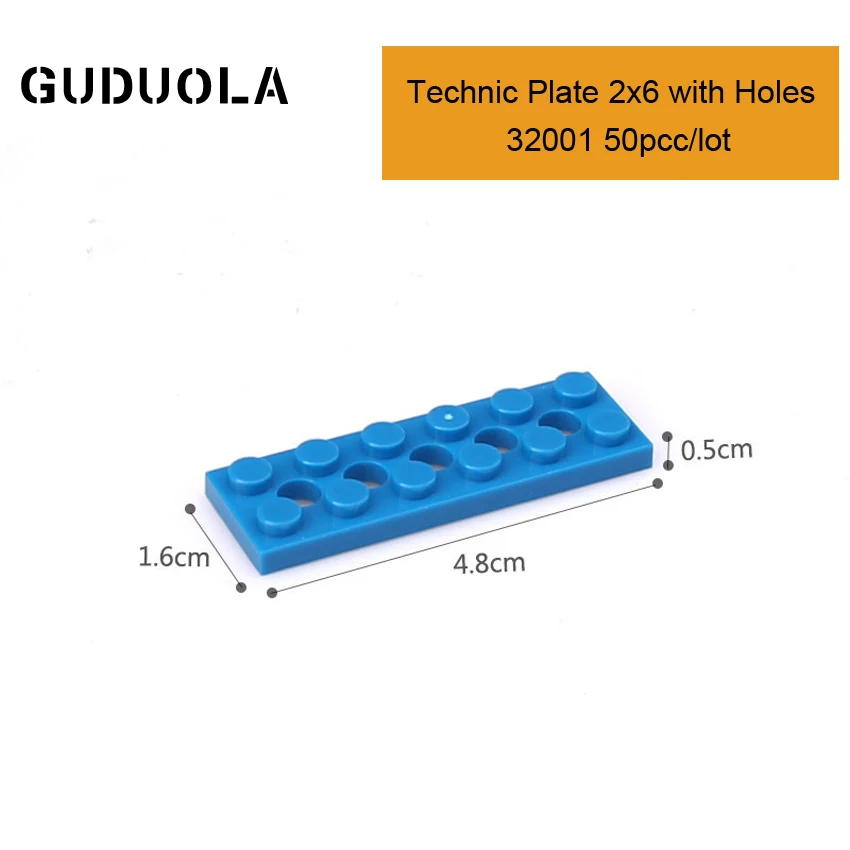 

Technic Parts 32001 Technic Plate 2x6 with Holes Building Block MOC Parts Creative Toys Compatible All Brand 50pcs/lot