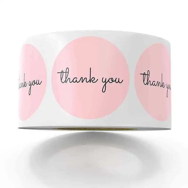 

Thank You Stickers Pink Round Sticker Gift Decoration Seal Labels Scrapbooking for Package Stationery Supply 500pcs/roll Paper