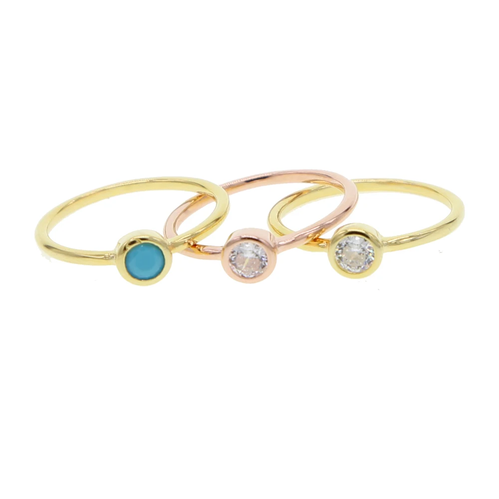 925 sterling silver full size 5 6 7 8 9 single cz ring minimal delicate gold filled jewelry turquoises zirconia for women|Кольца| |