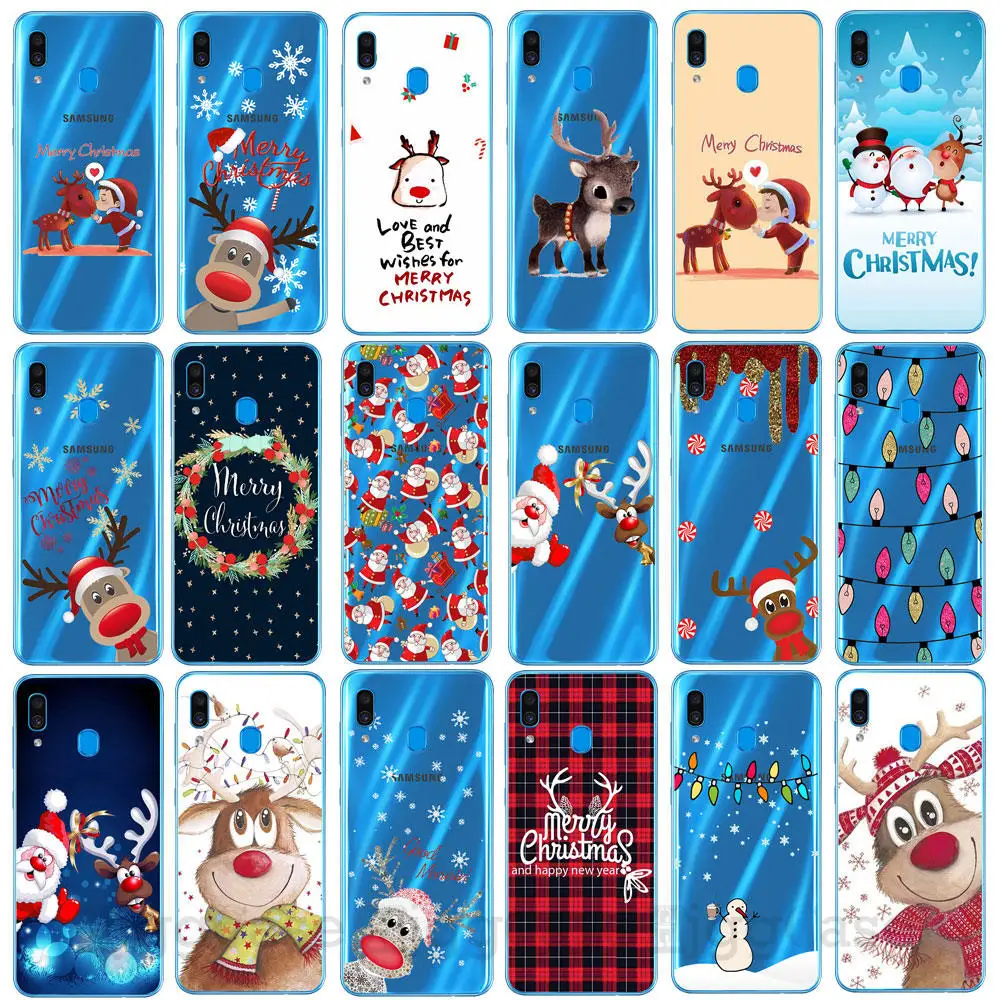 Новогодний мультяшный Рождественский чехол для телефона Samsung Galaxy A10 A20 A30 A40 A50 A60 A70