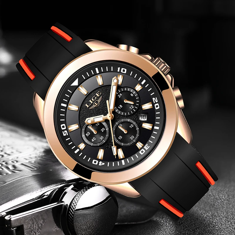 

2019 LIGE New Mens Watches Top Luxury Brand Automatic Date Quartz Watch Men Waterproof Military Sport Clock Relogio Masculino