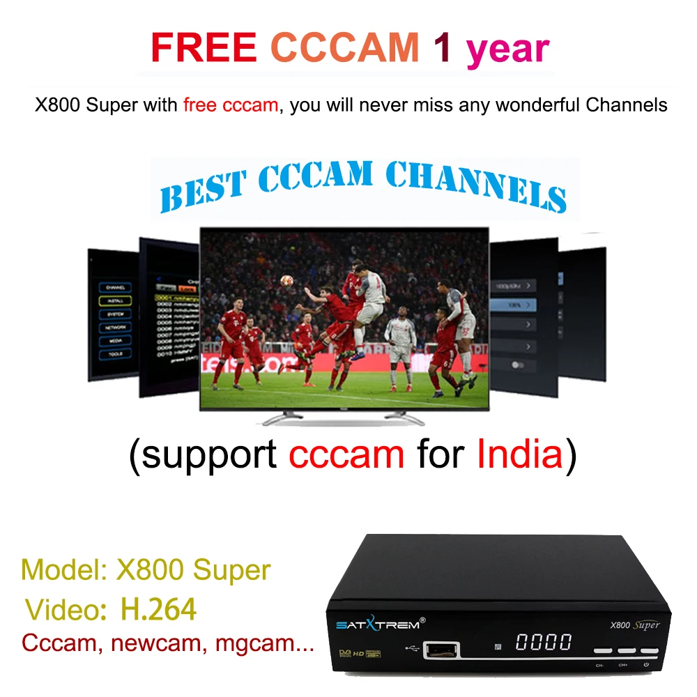 SATXTREM X800 супер спутниковый ТВ приемник для Индии Clines 8 cline 1 год индийский Европа рецептор MPEG4 HD Wifi декодер коробка