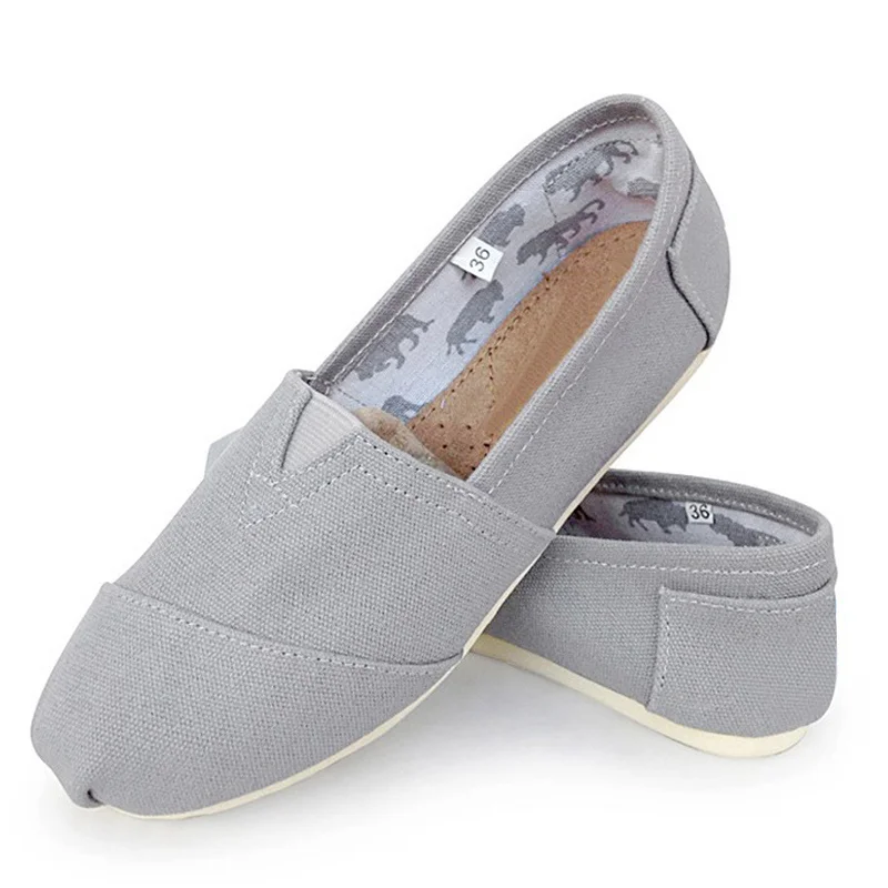 

Autumn Women Flat Shoes Canvas Loafers Fabric Slip On For Women Comfortable Shallow Ballets Breathable Ladies Sewing Plus Size