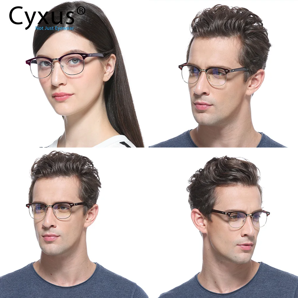 Cyxus полуоправы Browline синий светильник блокирующие компьютерные очки для защиты глаз УФ, для мужчин/женщин 8056