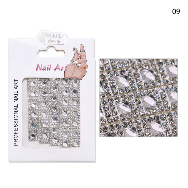 Luxurious Nail Crystal Chains NICE French Wide Lines AB Arbitrary Cut Charms Rhinestones Glass Belt Nail Art Gemchain 3D