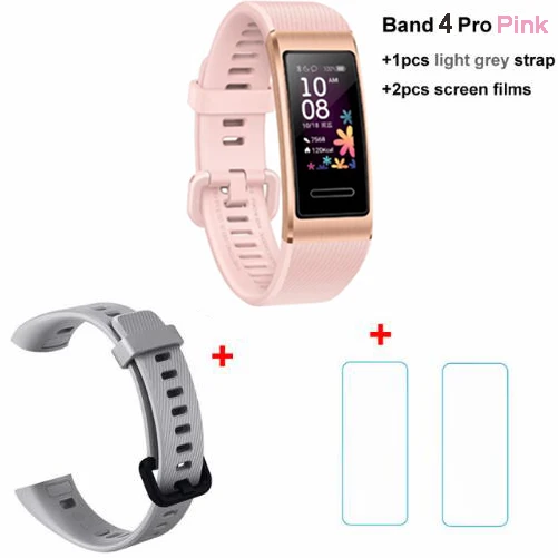 pink x gray x film Умный Браслет huawei Band 4 Pro, инновационные часы, лица, автономный gps, проактивный мониторинг здоровья, SpO2, кислород крови - Цвет: pink x gray x film