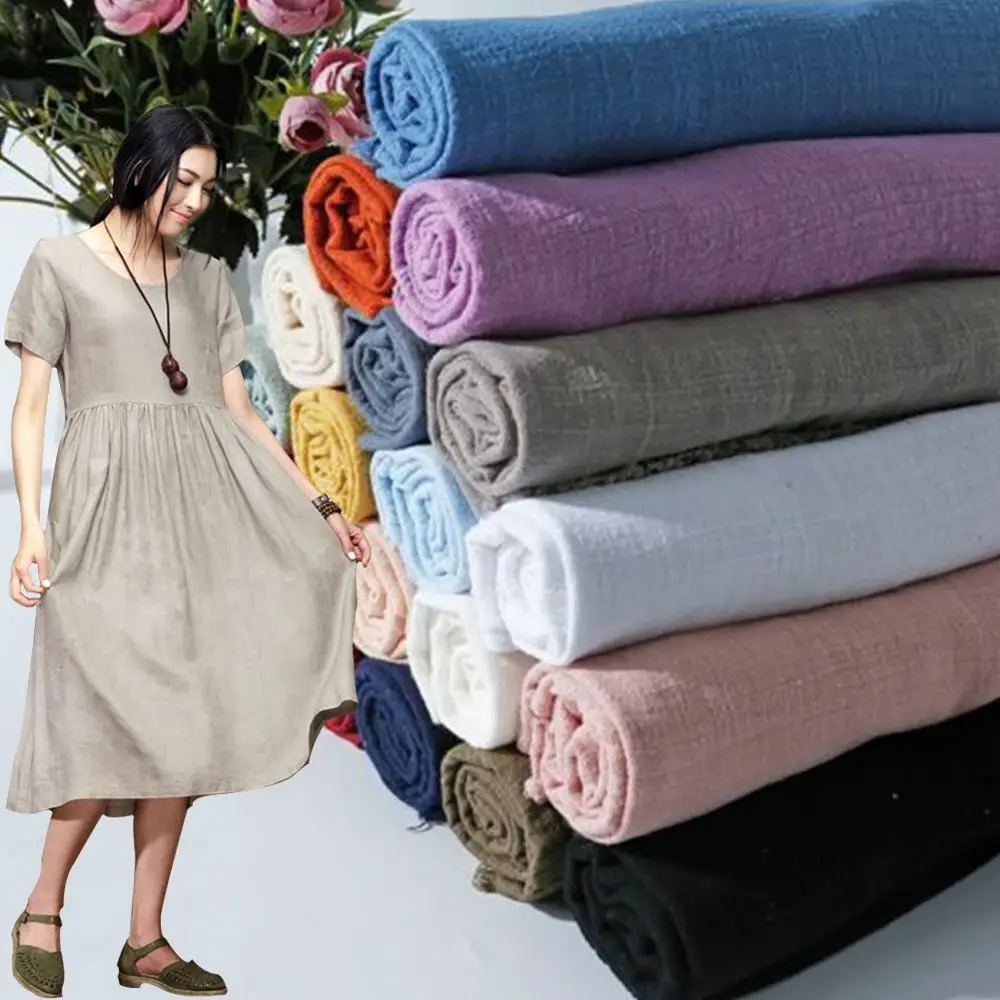 

130x100cm Soft Linen Cotton Fabric Organic Material Pure Natural Flax Cambric Eco DIY Clothes Patchwork Fabric