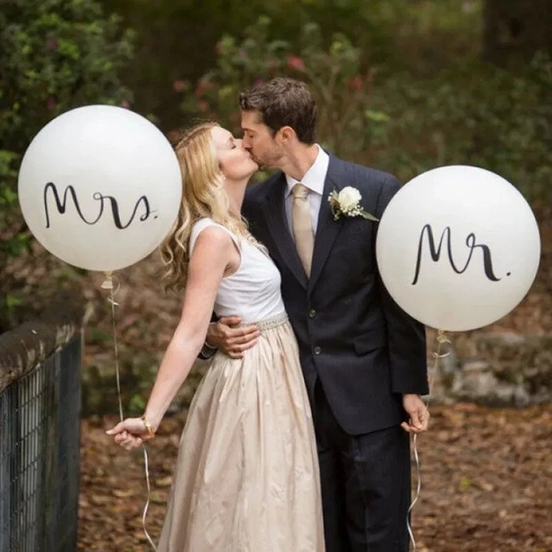 Big Size 36inch Mr Mrs White Latex Balloons for Wedding Party,Bridal Bride to be, Engaged Party Air Globos Wedding Ballons Decor