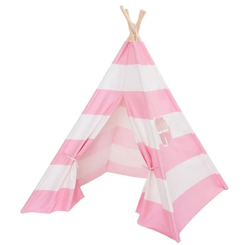 Большая Unbleached холст Teepee серый Poms индийская Игровая палатка дом детская футболка игровой дом Детская палатка